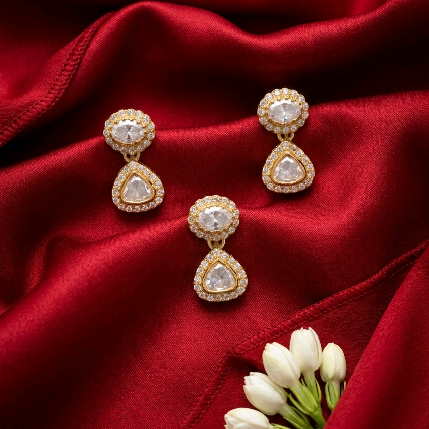 Teardrop Moissanite Pendant Set 